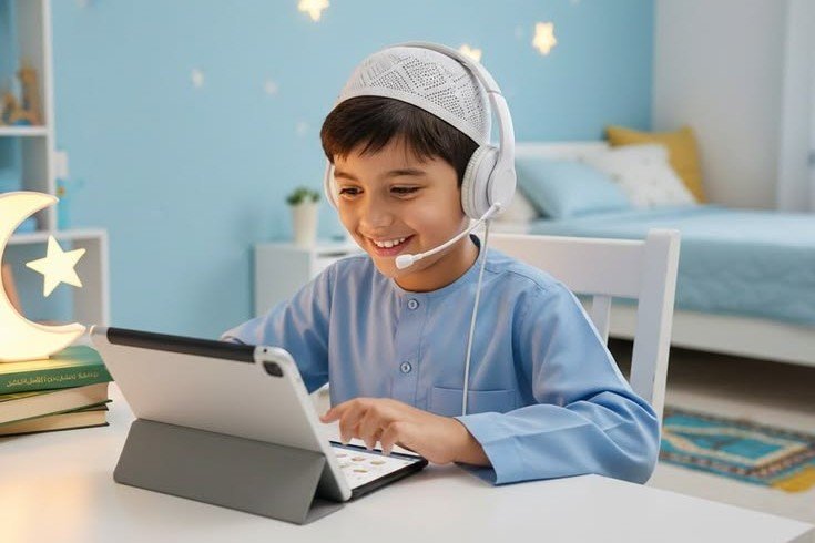 Children learning Quran online